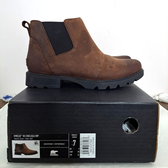Sorel Emelie III chelsea waterproof boot brown 7 NWT - Picture 4 of 10
